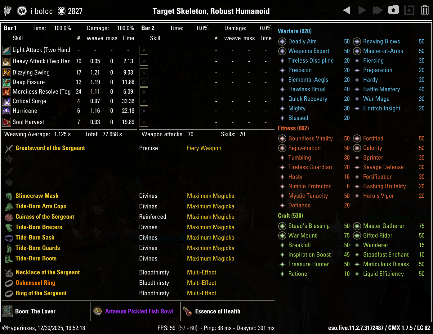 One Bar Two Handed Heavy Attack Solo CMX setup - Tide-Born setup