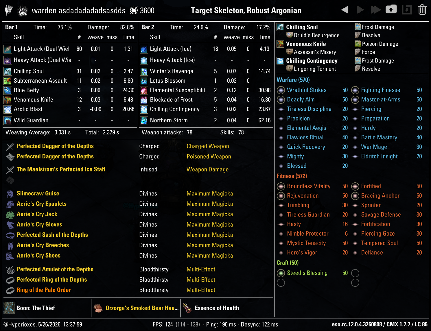 Magicka Warden Solo CMX Setup - Regular Setup - ESO