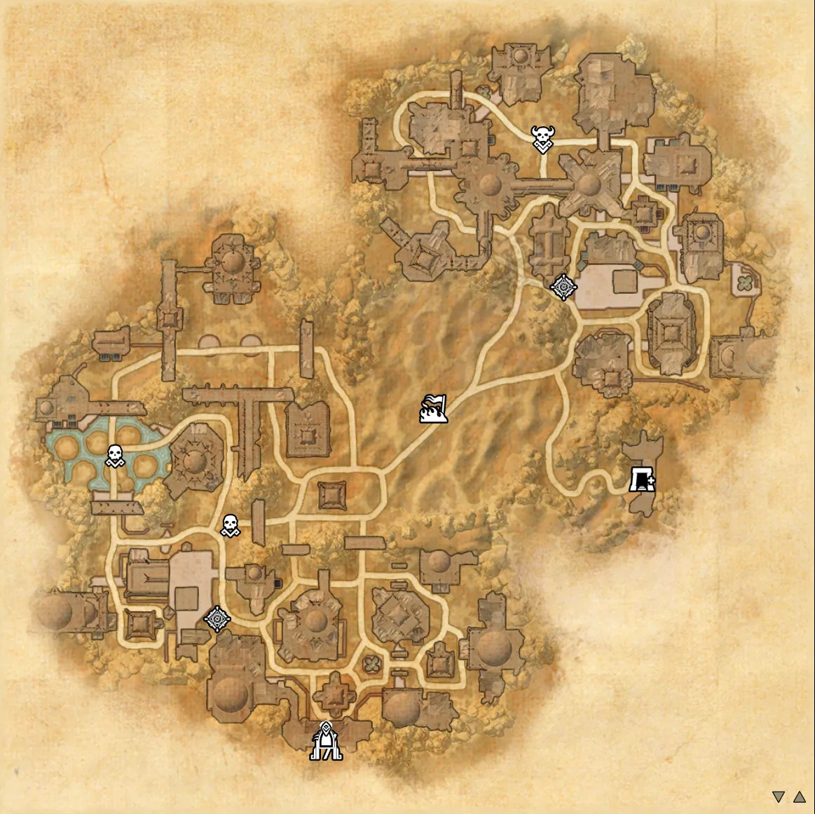 The Parch Night Market activity map with Oddity and Daring Race markers