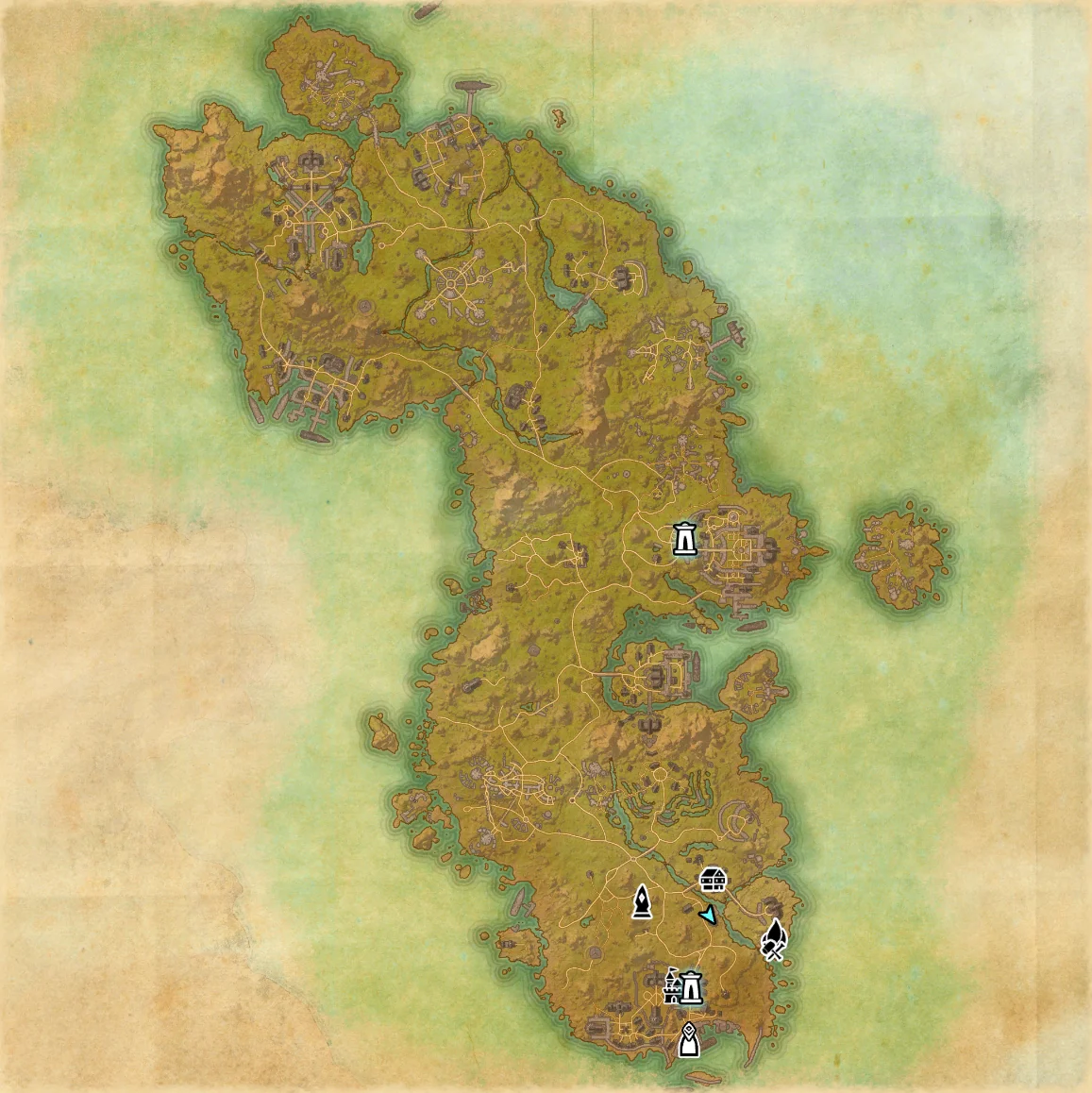 Auridon overview map for the Flowervine Farm Dynamic Encounter