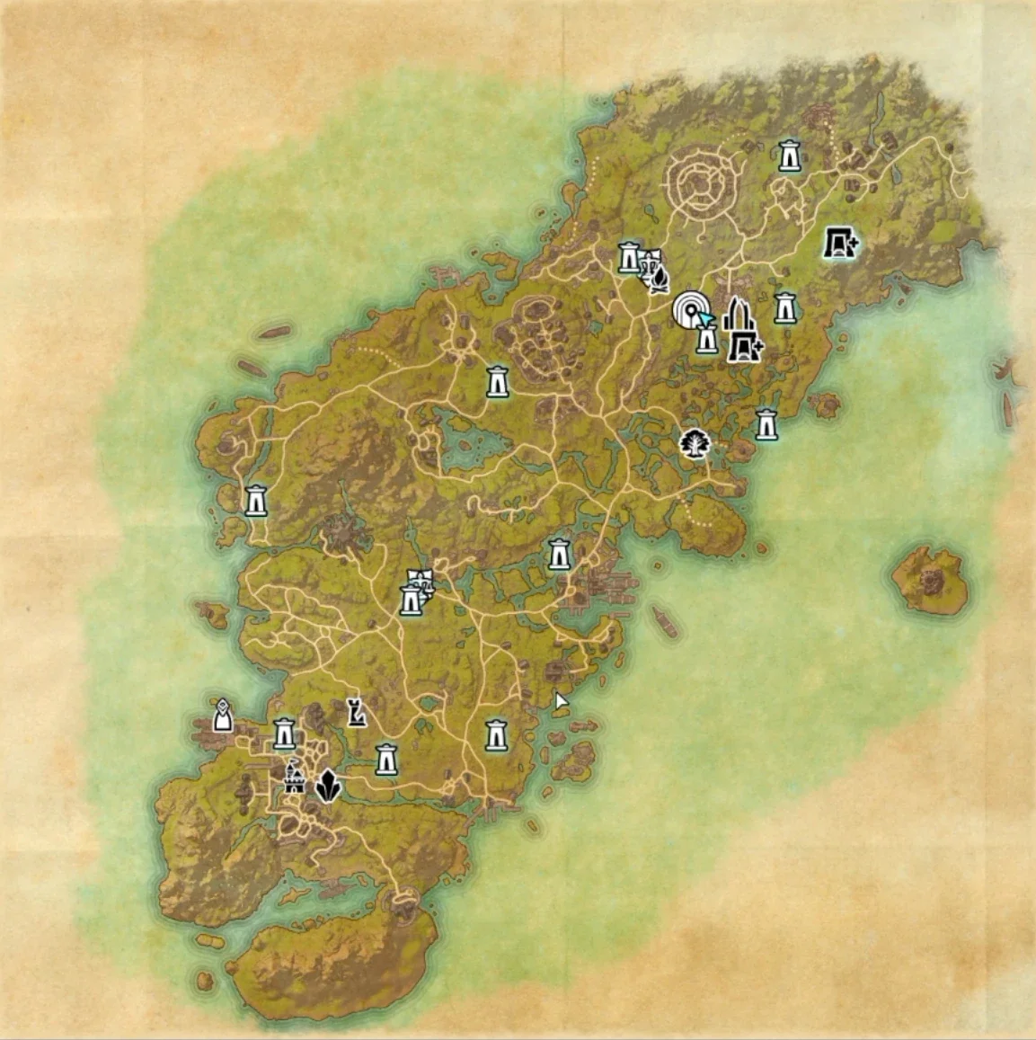 Glenumbra overview map for the Vampire Hunt Dynamic Encounter
