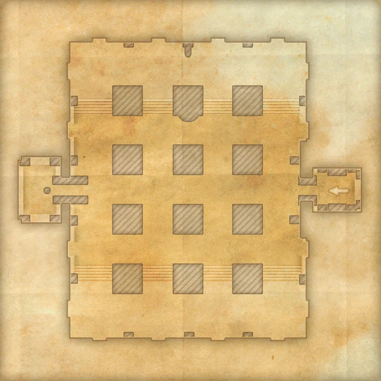 Eclipsed Hall room map with the Start, Exit, Mallet, five Bells, and two Nowhere Chest locations marked