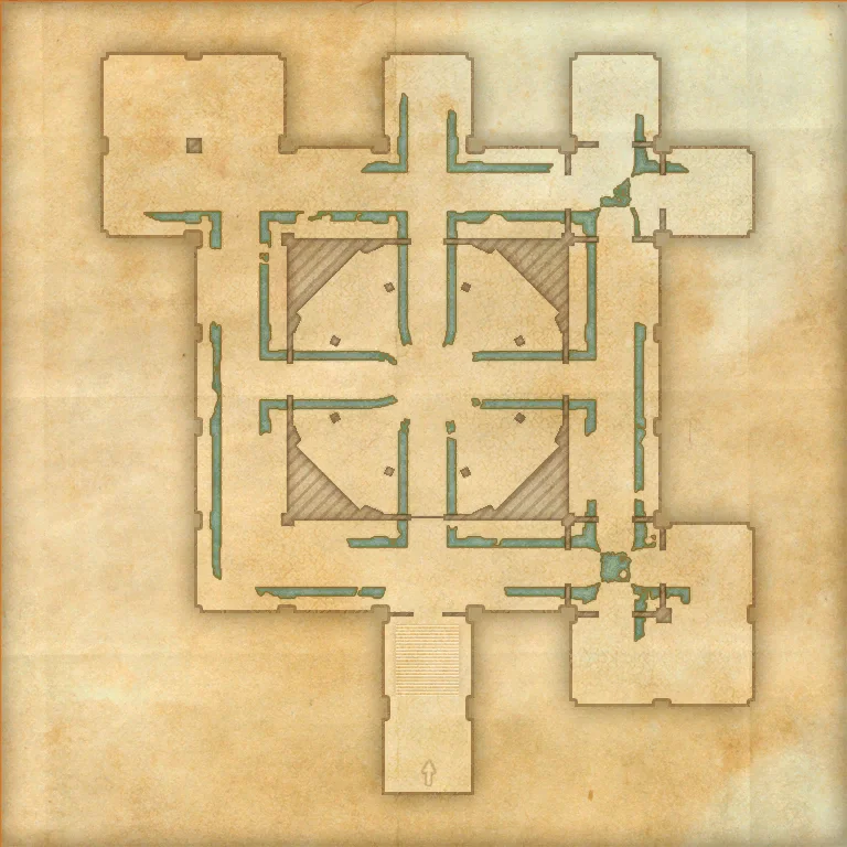 Haunted Undercroft room map with the stew pot, exit, and Nowhere Chest location marked