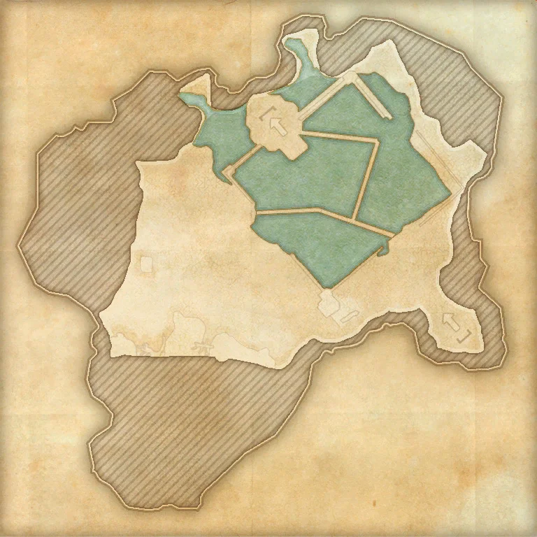 Meditative Garden room map with the start, exit, harvesting nodes and heavy sacks marked