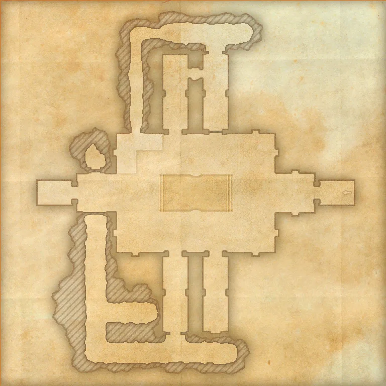 Prison of the Unrepentant room map with the start, The Prisoner, Nowhere Chest, and exit marked