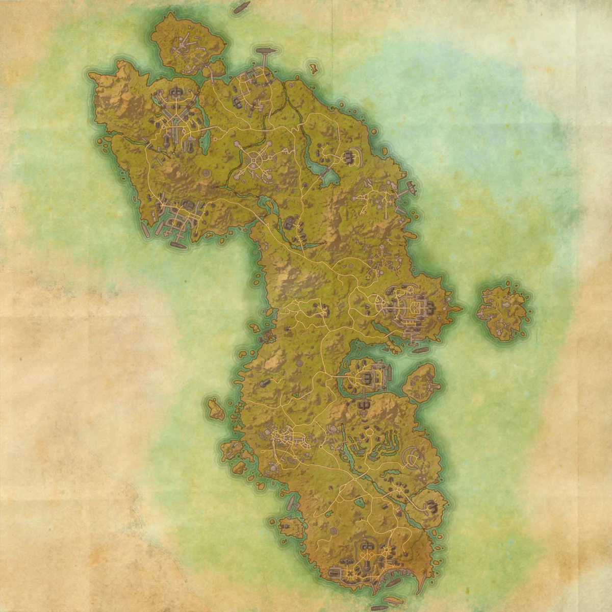 Auridon map showing the Eye of the Queen Report