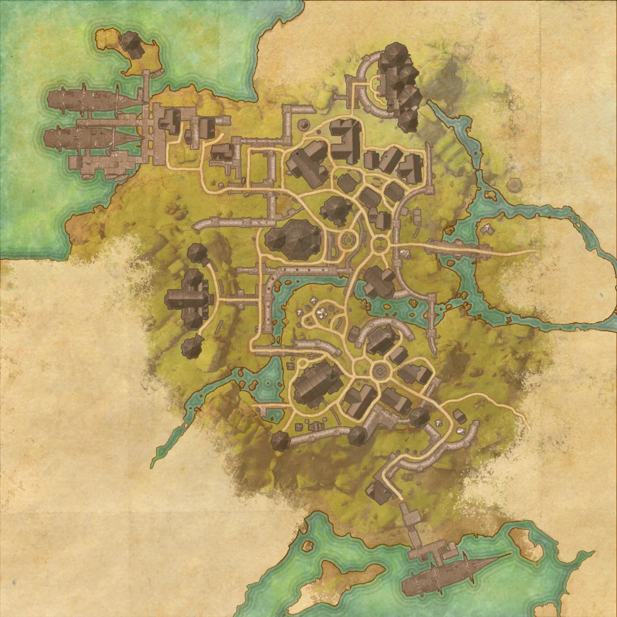 Daggerfall map showing Tilli the Gossip at the southern docks