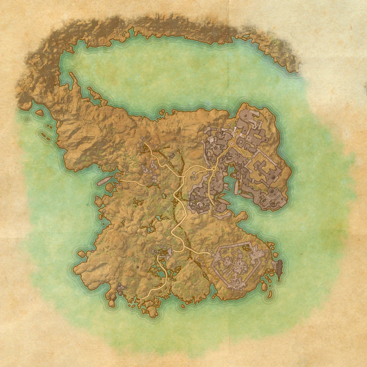 Hew's Bane map showing the Suspicious Coffer