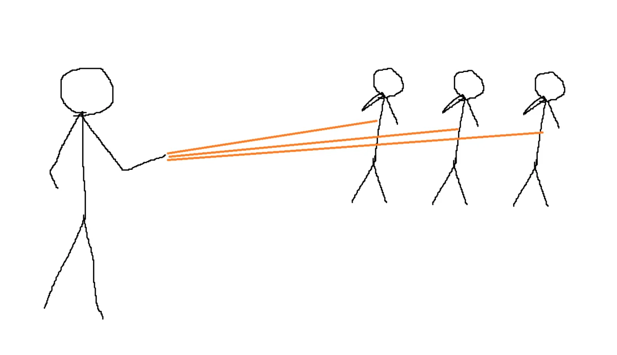 Drawing of Inner Fire chaining 3 enemies