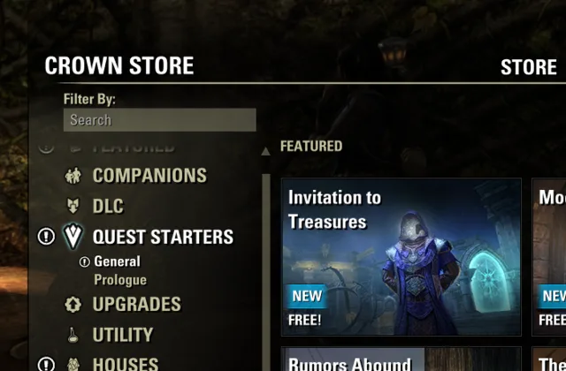 Invitation to Treasures in the Crown Store Quest Starters