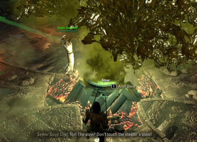 The Alter Stew prompt on the stew pot with the Sewer Sous Chef next to it
