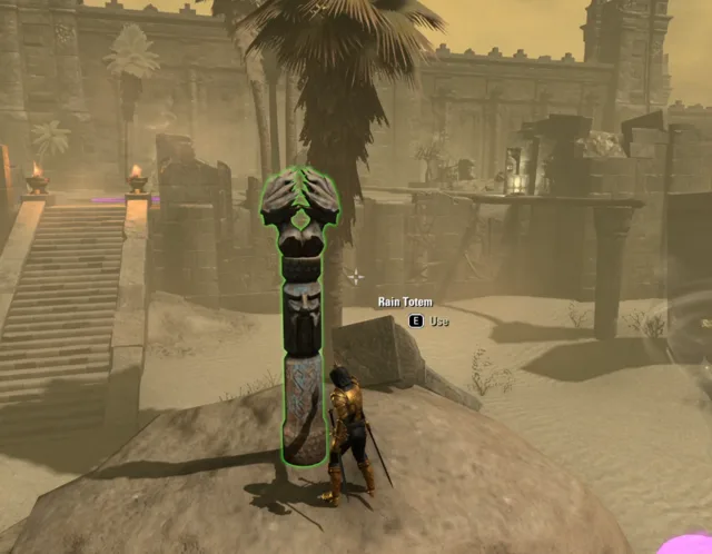 A broken Rain Totem with a green outline and the Use prompt
