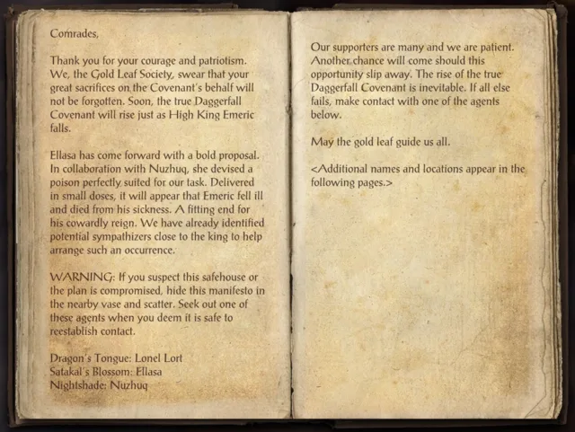 Gold Leaf Society manifesto found in Moira's Hope