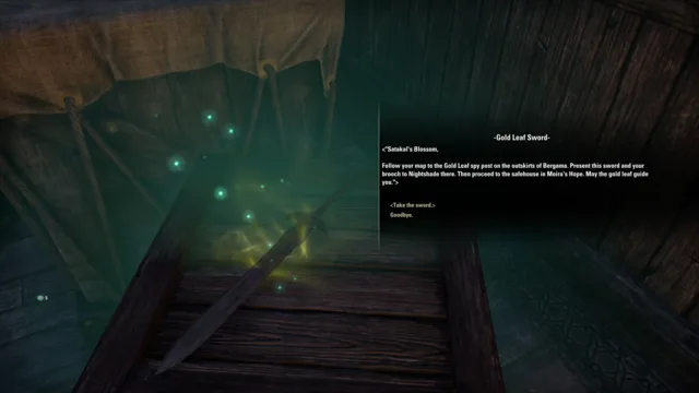 Gold Leaf Sword and its hidden message at Wayrest Docks