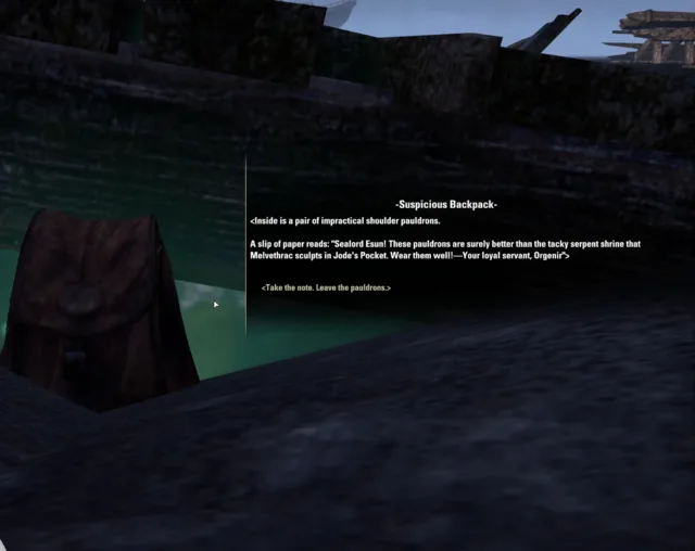 Note from Orgenir in the Suspicious Backpack
