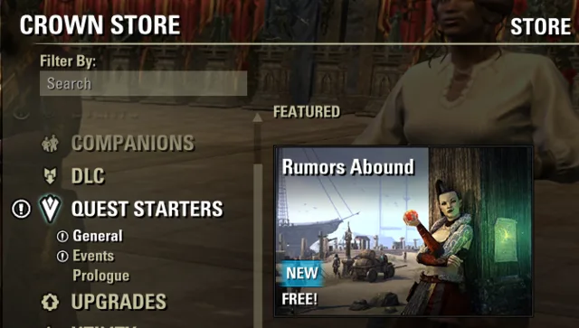 Rumors Abound in the Crown Store Quest Starters section