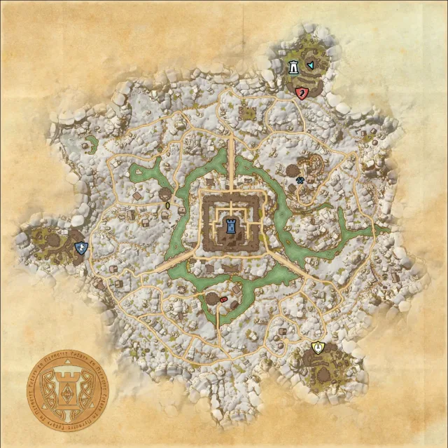 Jerall Pass zone map with Fanthor Keep and its resources