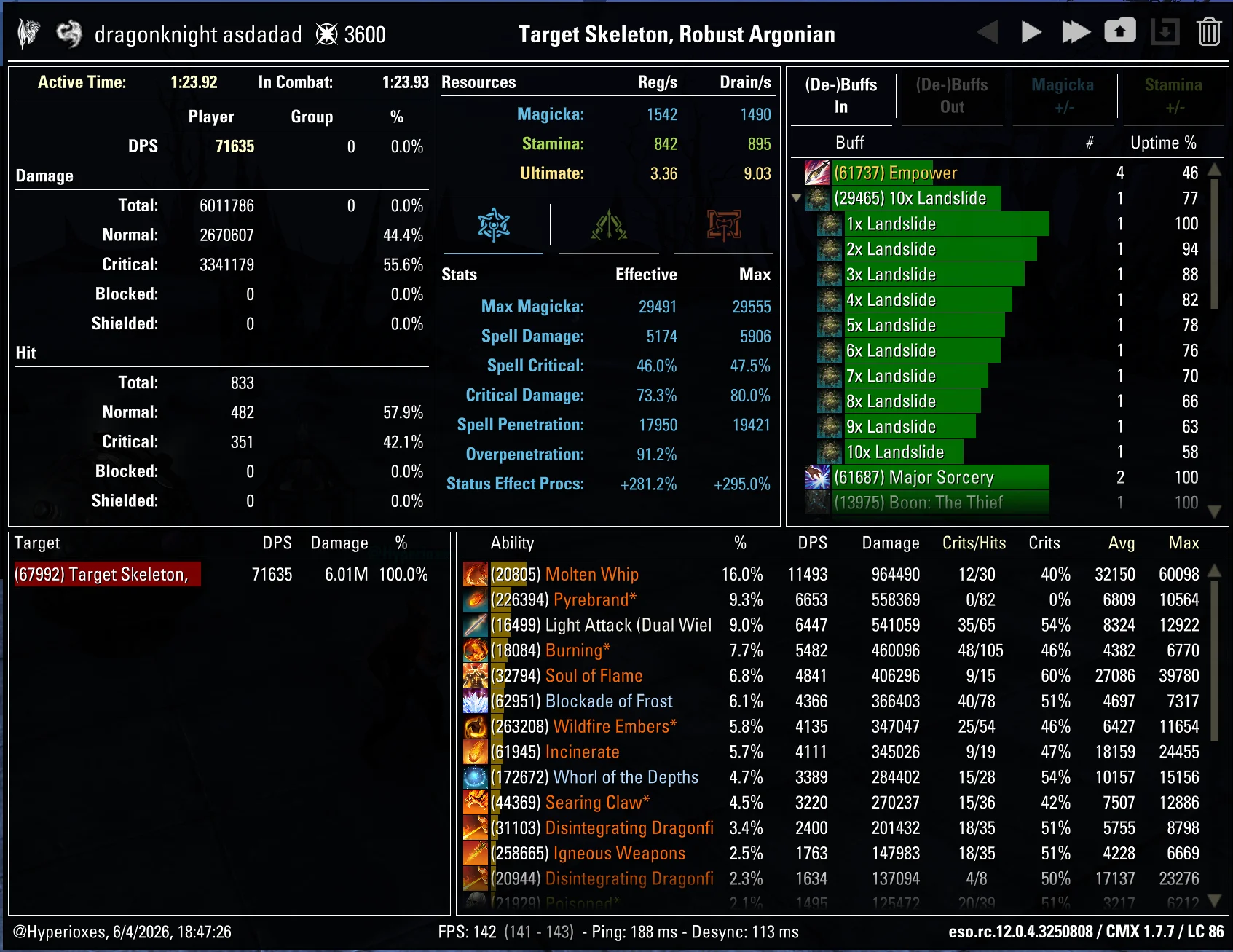 Magicka Dragonknight Solo CMX parse - Regular setup