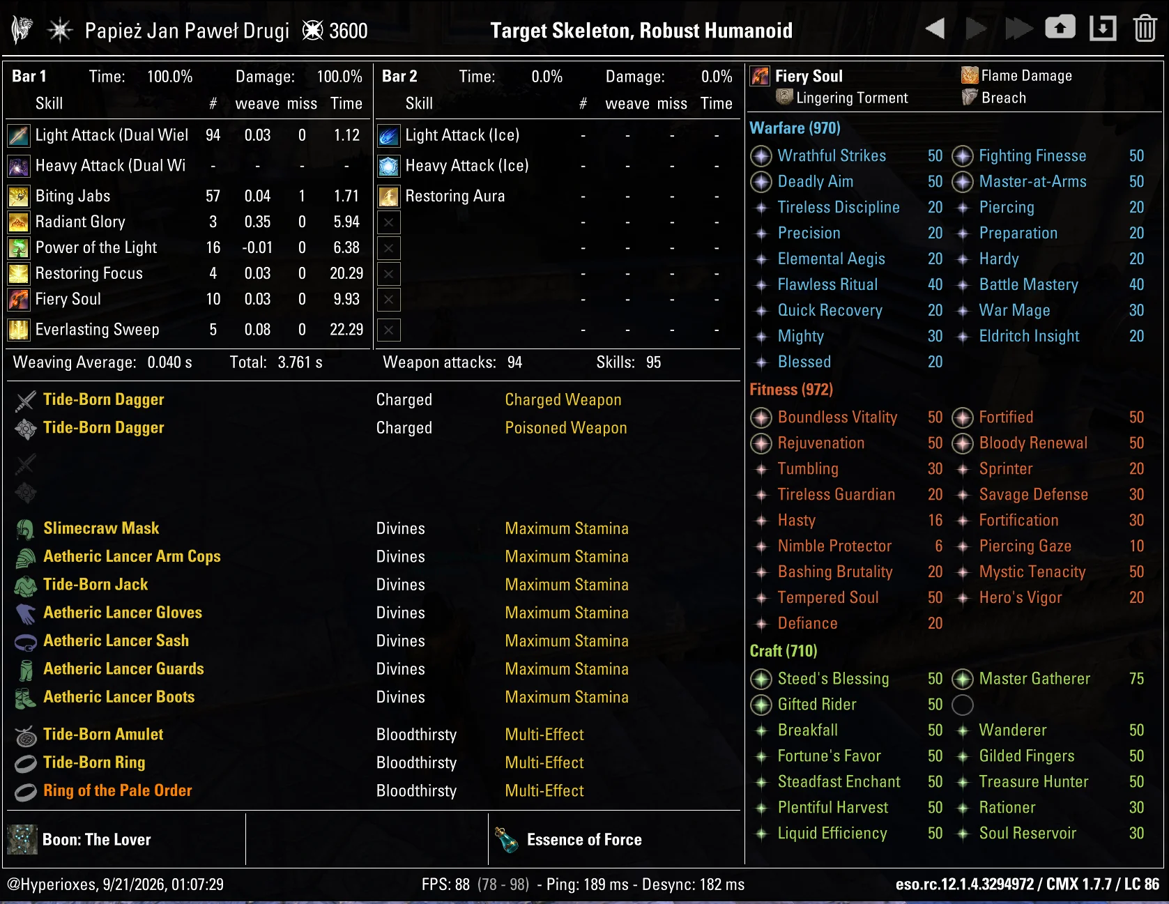 One Bar Stamina Templar Solo CMX Setup - ESO