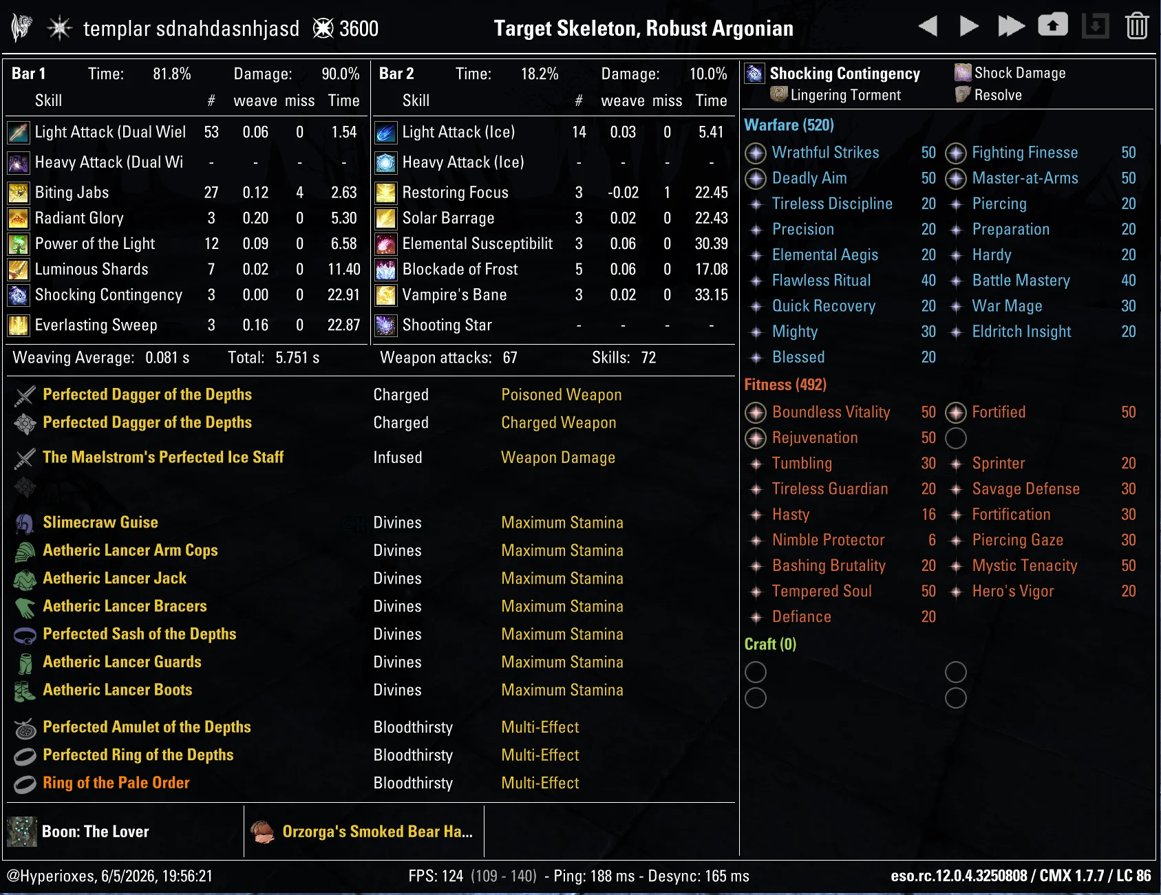 CMX Setup - Stamina Templar Regular Setup