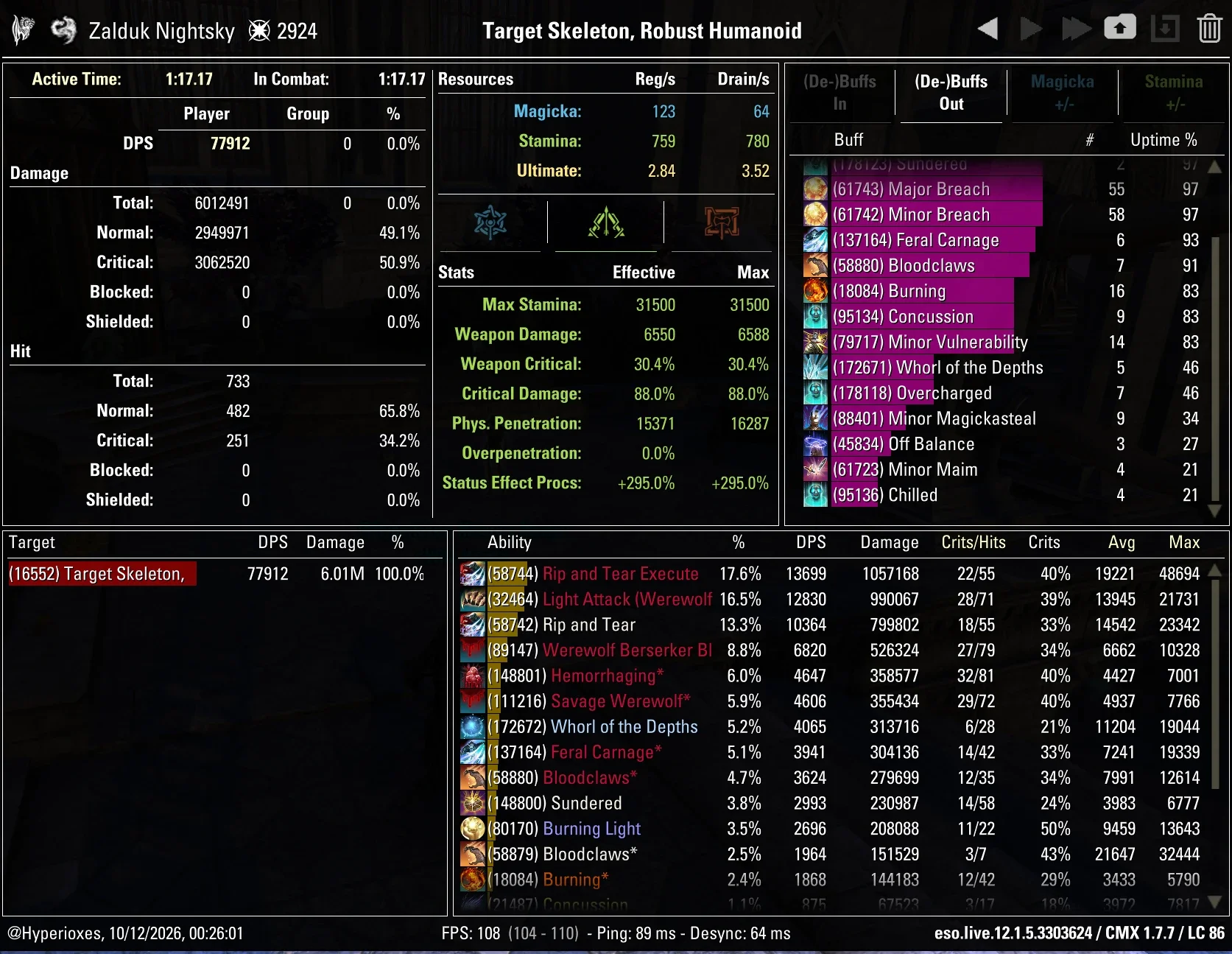 Werewolf Solo CMX parse - Base setup
